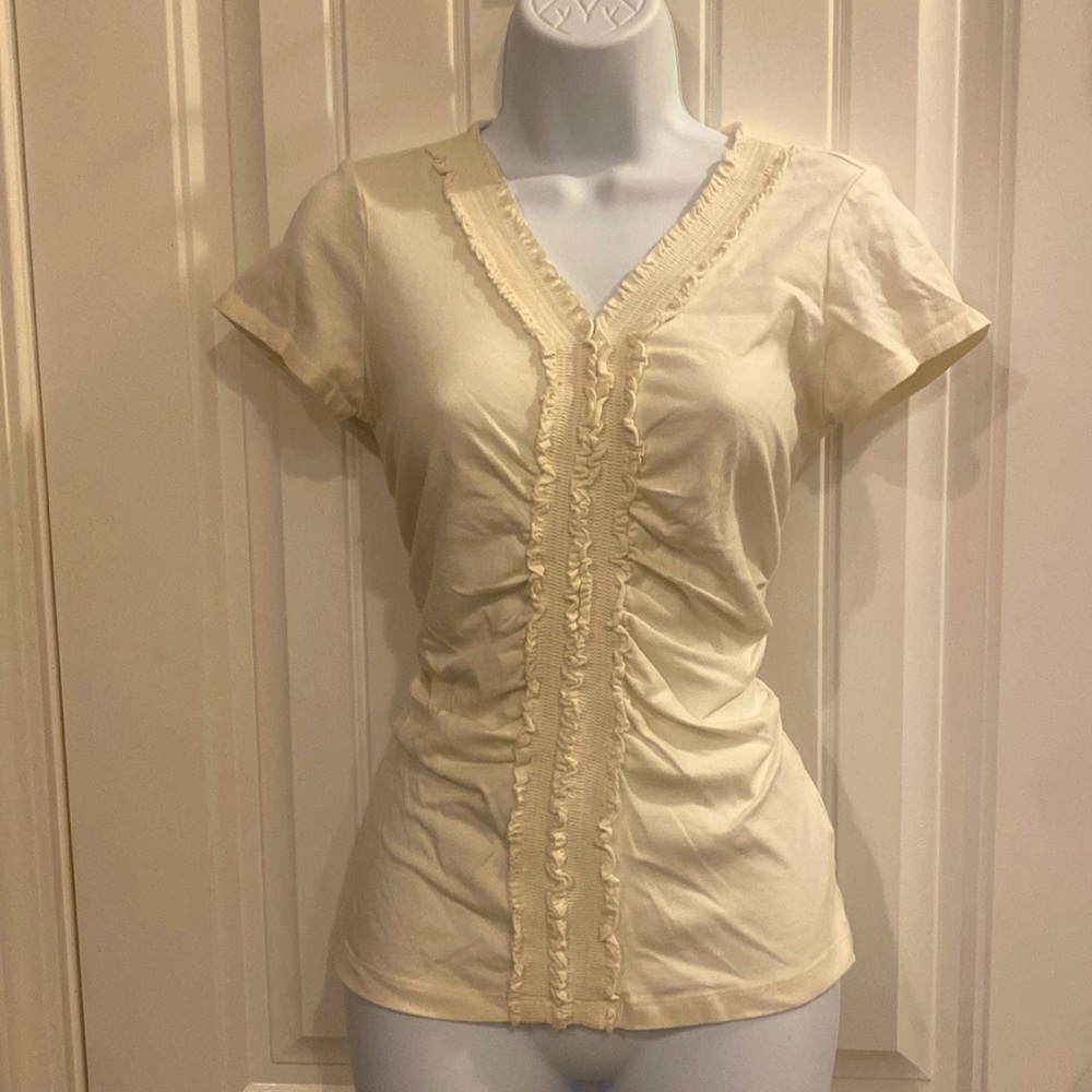 🔥5/$20🔥 STYLE & CO CREAM RUFFLE RUCHED BLOUSE